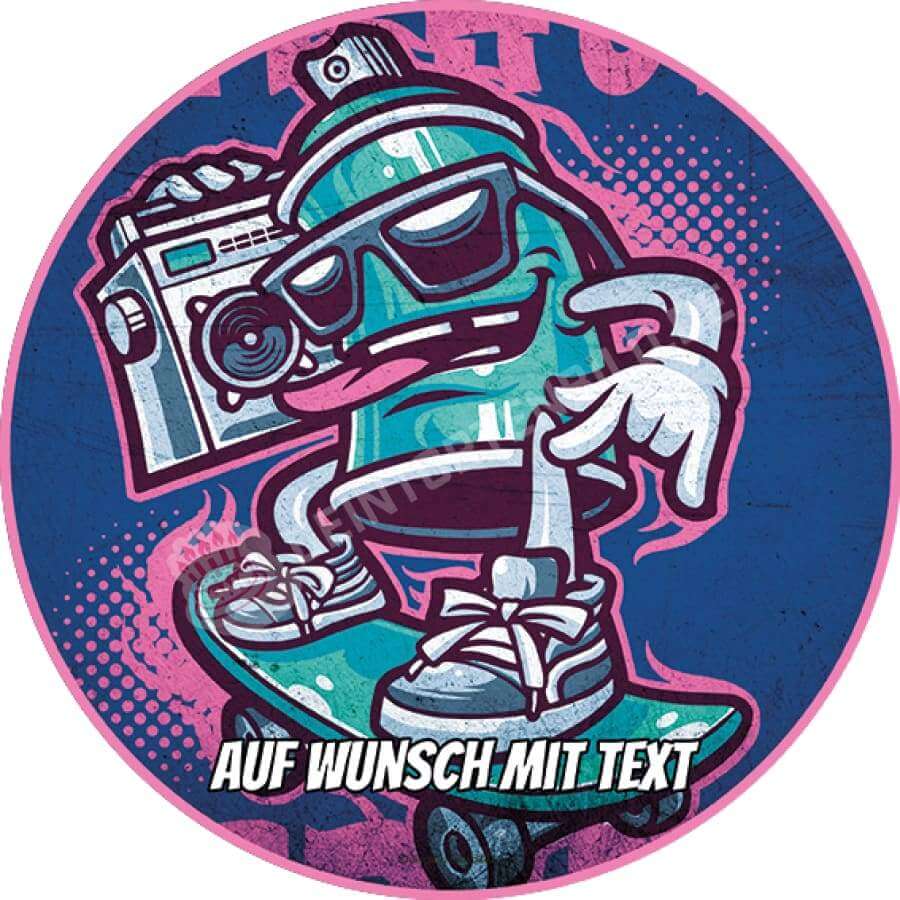 Motiv: Hip Hop Spraydose - Hochwertige und individuelle Tortenaufleger für jeden Anlass
Tortenaufleger Hip Hop Spraydose in 20cm Kreis
Unsere Tortenaufleger sind ein ideales Geschenk für beso - Tortenbild - DeintortenbildHip Hop Spraydose