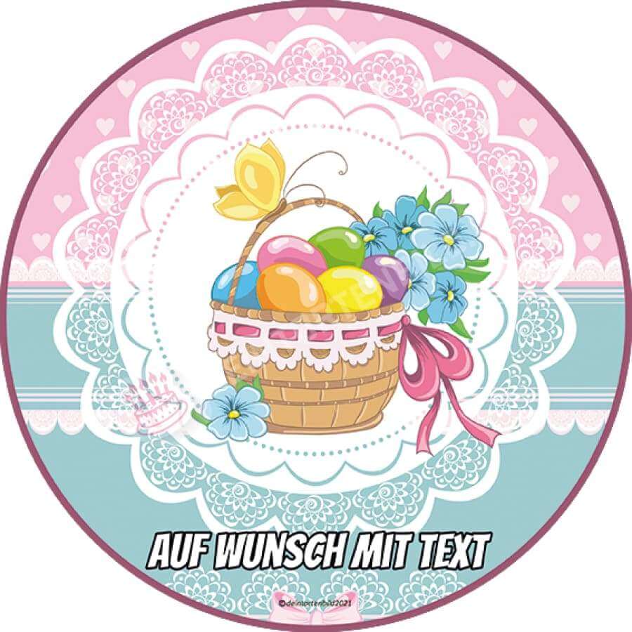 Motiv: Ostern - Bunter Osterkorb - Hochwertige und individuelle Tortenaufleger für jeden Anlass
Tortenaufleger Ostern - Bunter Osterkorb 20cm Kreis
Unsere Tortenaufleger sind ein ideales Geschenk für - Tortenbild - DeintortenbildOstern - Bunter Osterkorb