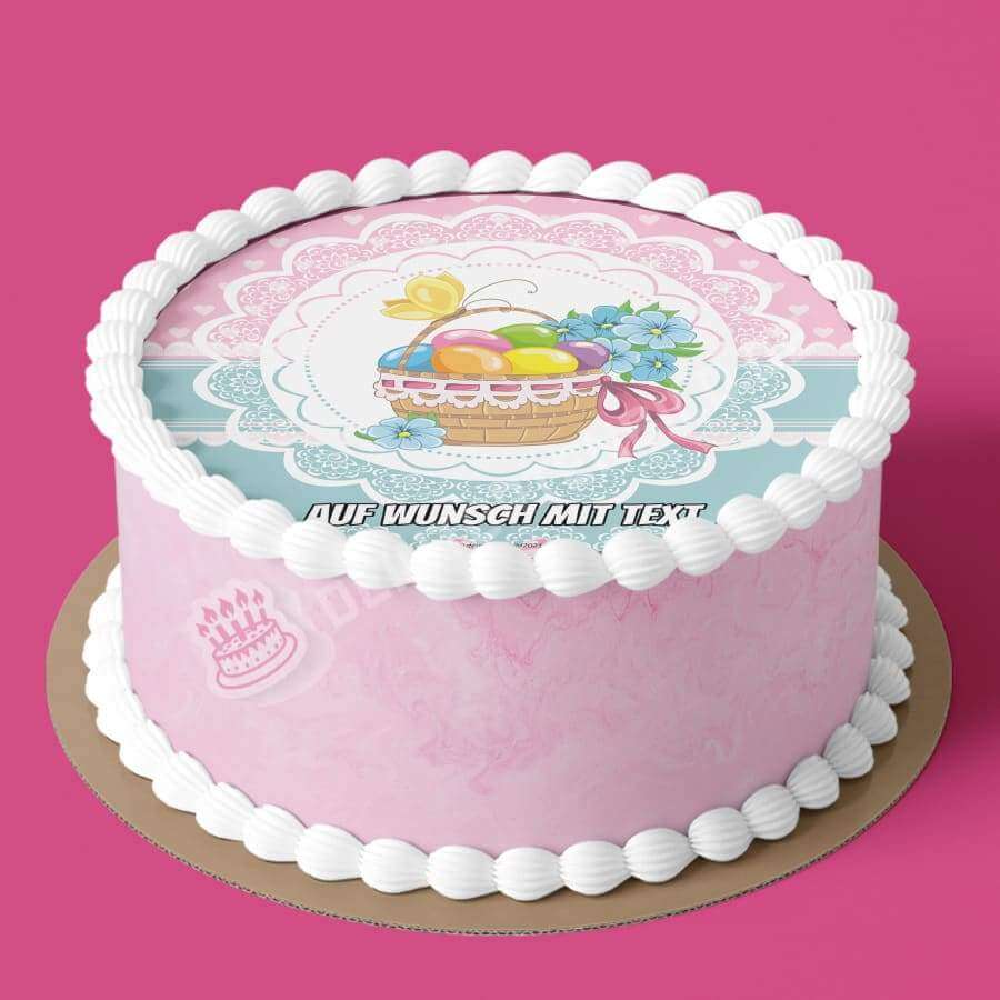 Motiv: Ostern - Bunter Osterkorb - Hochwertige und individuelle Tortenaufleger für jeden Anlass
Tortenaufleger Ostern - Bunter Osterkorb 20cm Kreis
Unsere Tortenaufleger sind ein ideales Geschenk für - Tortenbild - DeintortenbildOstern - Bunter Osterkorb