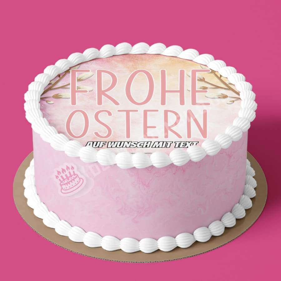 Motiv: Frohe Ostern Schriftzug - Hochwertige und individuelle Tortenaufleger für jeden Anlass
Tortenaufleger Frohe Ostern 20cm Kreis
Unsere Tortenaufleger sind ein ideales Geschenk für besondere Me - Tortenbild - DeintortenbildFrohe Ostern Schriftzug