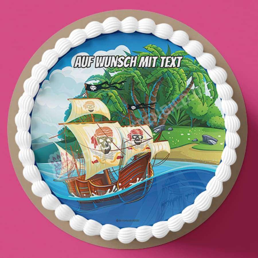 Motiv: Piratenschiff vor Insel - Hochwertige und individuelle Tortenaufleger für jeden Anlass
Tortenaufleger Piratenschiff vor Insel in 20cm Kreis
Unsere Tortenaufleger sind ein ideales Geschenk fü - Tortenbild - DeintortenbildPiratenschiff vor Insel