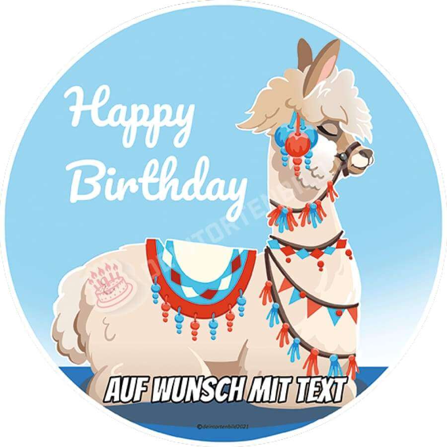 Motiv: Happy Birthday Lama Blau - Hochwertige und individuelle Tortenaufleger für jeden Anlass
Tortenaufleger Happy Birthday Lama Blau in 20cm Kreis
Unsere Tortenaufleger sind ein ideales Geschenk f - Tortenbild - DeintortenbildHappy Birthday Lama Blau