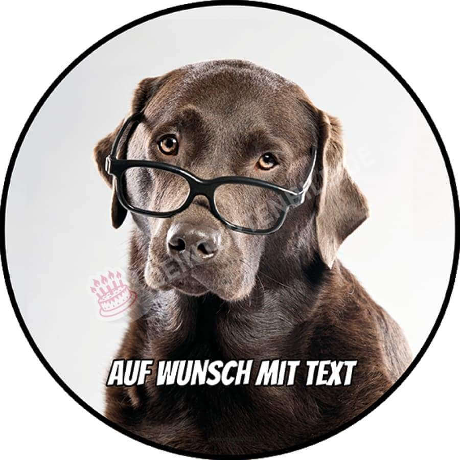 Motiv: Hund mit Brille - Hochwertige und individuelle Tortenaufleger für jeden Anlass
Tortenaufleger Hund mit Brille in 20cm Kreis
Unsere Tortenaufleger sind ein ideales Geschenk für besond - Tortenbild - DeintortenbildHund mit Brille