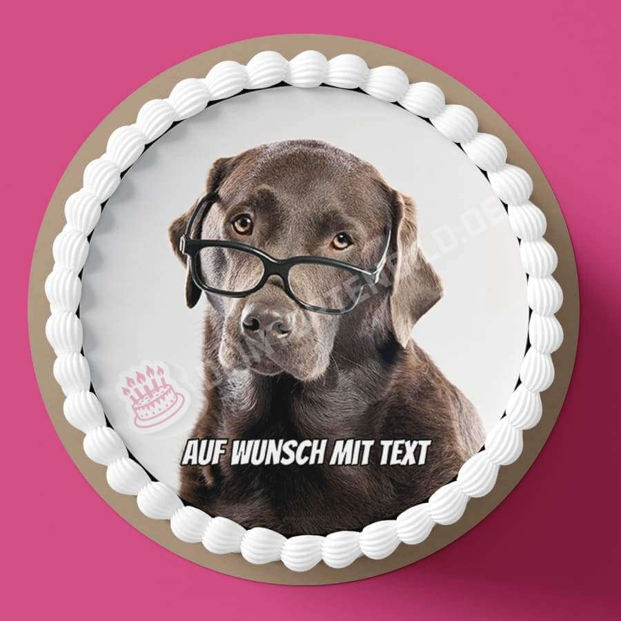 Motiv: Hund mit Brille - Hochwertige und individuelle Tortenaufleger für jeden Anlass
Tortenaufleger Hund mit Brille in 20cm Kreis
Unsere Tortenaufleger sind ein ideales Geschenk für besond - Tortenbild - DeintortenbildHund mit Brille
