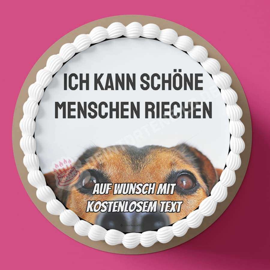 Motiv: Hundekopf mit Spruch - Hochwertige und individuelle Tortenaufleger für jeden Anlass
Tortenaufleger Hundekopf mit Spruch 20cm Kreis
Unsere Tortenaufleger sind ein ideales Geschenk für beso - Tortenbild - DeintortenbildHundekopf mit Spruch