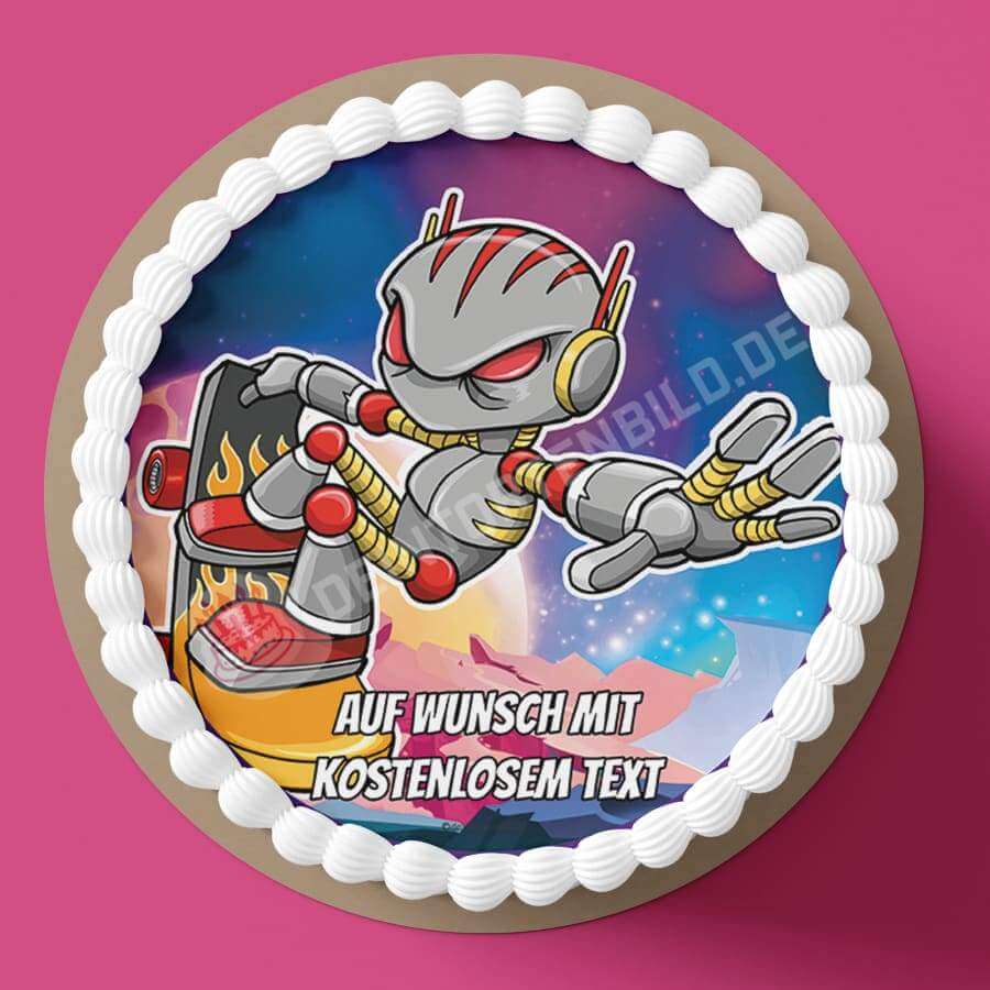 Motiv: Roboter auf Skateboard - Hochwertige und individuelle Tortenaufleger für jeden Anlass
Tortenaufleger Roboter auf Skateboard 20cm Kreis
Unsere Tortenaufleger sind ein ideales Geschenk für be - Tortenbild - DeintortenbildRoboter auf Skateboard