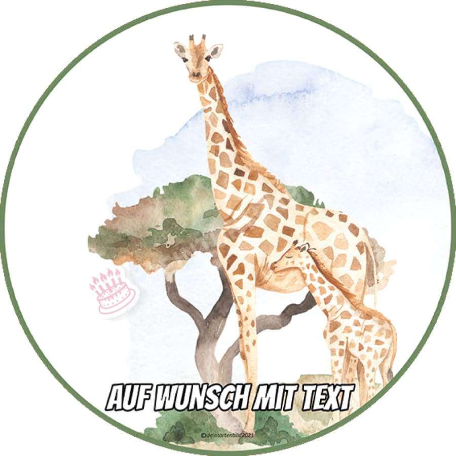 Motiv: Muttertag - Giraffen - Hochwertige und individuelle Tortenaufleger für jeden Anlass
Tortenaufleger Muttertag - Giraffen 20cm Kreis
Unsere Tortenaufleger sind ein ideales Geschenk für beso - Tortenbild - DeintortenbildMuttertag - Giraffen