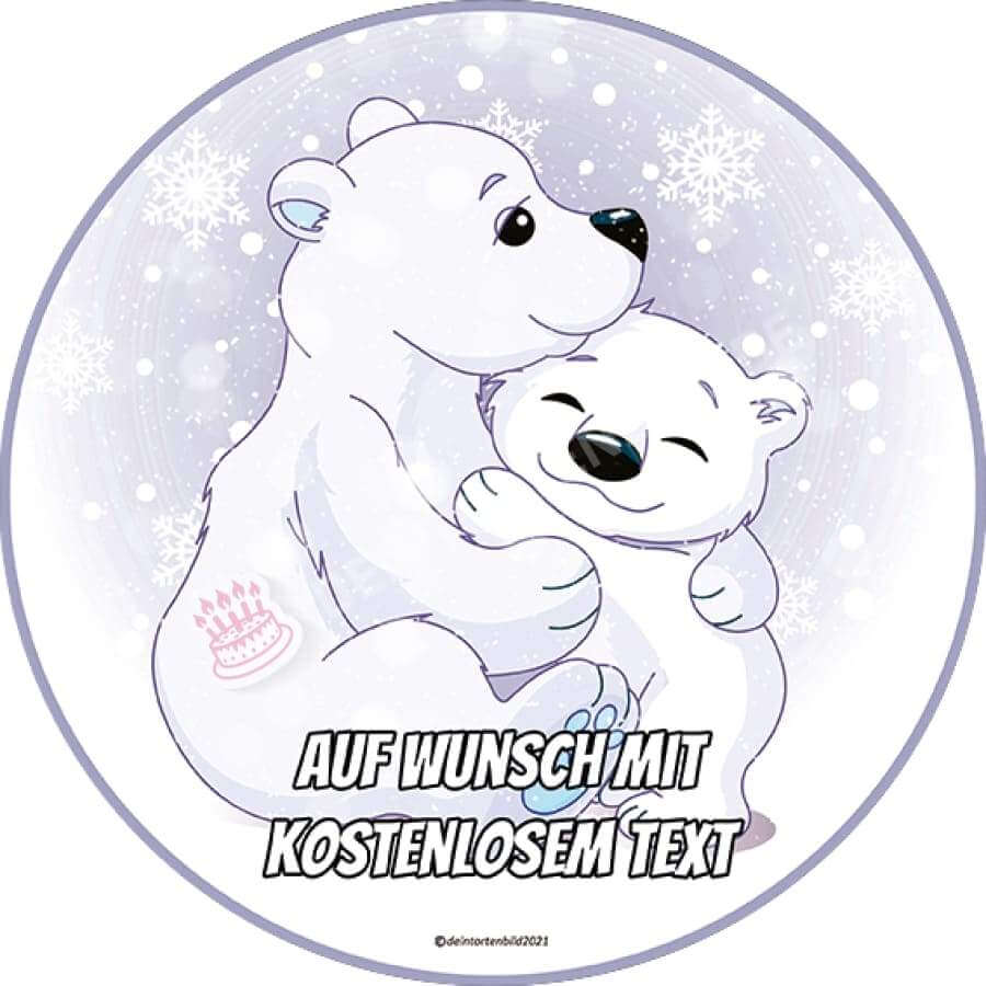 Motiv: Eisbär mit Baby - Hochwertige und individuelle Tortenaufleger für jeden Anlass
Tortenaufleger Eisbär mit Baby 20cm Kreis
Unsere Tortenaufleger sind ein ideales Geschenk für besondere - Tortenbild - Deintortenbildmit Baby