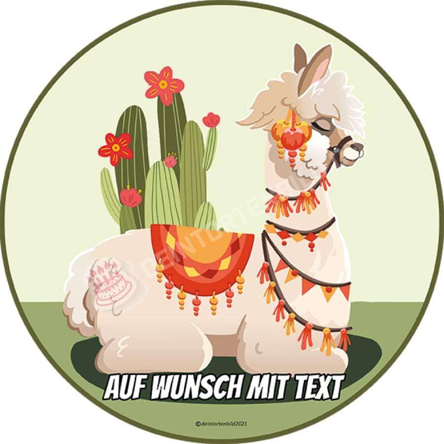 Motiv: Lama mit Kaktus - Hochwertige und individuelle Tortenaufleger für jeden Anlass
Tortenaufleger Lama mit Kaktus 20cm Kreis
Unsere Tortenaufleger sind ein ideales Geschenk für besondere - Tortenbild - DeintortenbildLama mit Kaktus