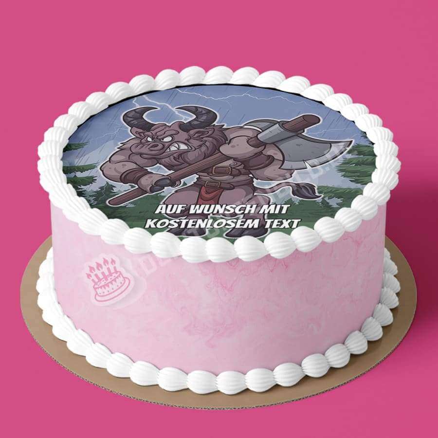 Motiv: Fantasy - Cartoon Minotaurus - Hochwertige und individuelle Tortenaufleger für jeden Anlass
Tortenaufleger Fantasy - Cartoon Minotaurus in 20cm Kreis
Unsere Tortenaufleger sind ein ideales Gesche - Tortenbild - DeintortenbildFantasy - Cartoon Minotaurus