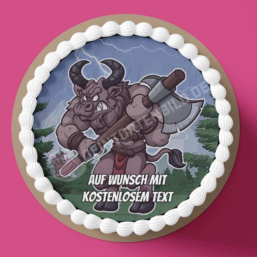 Motiv: Fantasy - Cartoon Minotaurus - Hochwertige und individuelle Tortenaufleger für jeden Anlass
Tortenaufleger Fantasy - Cartoon Minotaurus in 20cm Kreis
Unsere Tortenaufleger sind ein ideales Gesche - Tortenbild - DeintortenbildFantasy - Cartoon Minotaurus