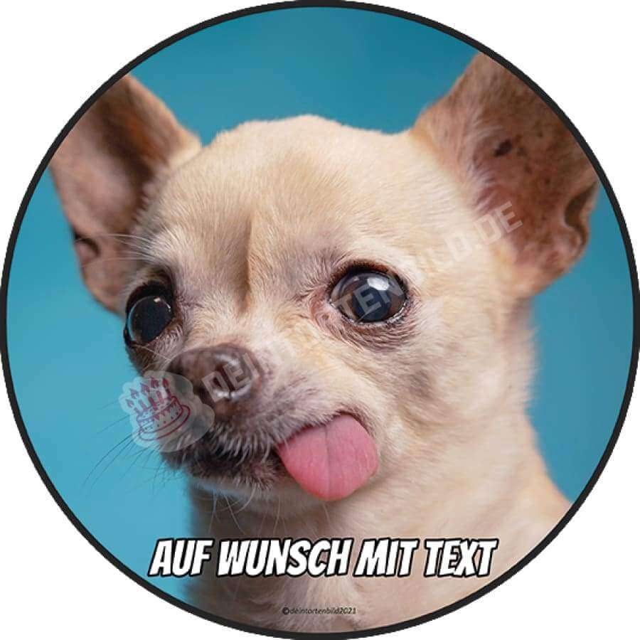 Motiv: Chihuahua - Hochwertige und individuelle Tortenaufleger für jeden Anlass
Tortenaufleger Chihuahua in 20cm Kreis
Unsere Tortenaufleger sind ein ideales Geschenk für besondere Me - Tortenbild - DeintortenbildMotiv