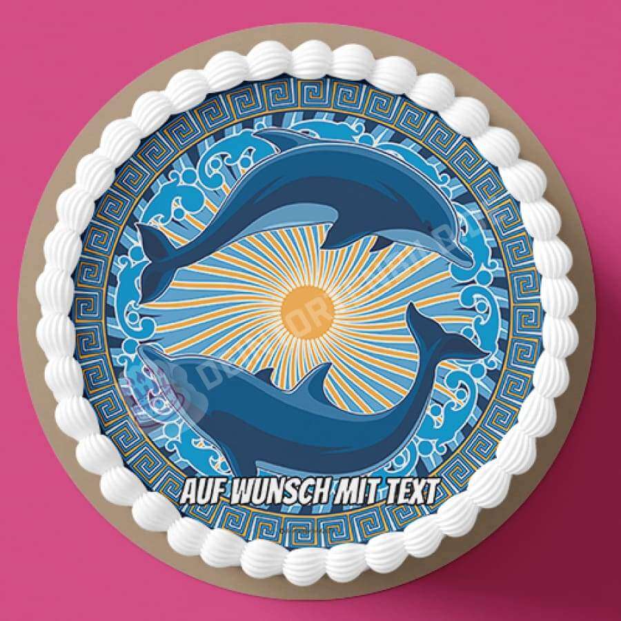 Motiv: Delfine mit Antik Muster - Hochwertige und individuelle Tortenaufleger für jeden Anlass
Tortenaufleger Delfine mit Antik Muster 20cm Kreis
Unsere Tortenaufleger sind ein ideales Geschenk für - Tortenbild - DeintortenbildDelfine mit Antik Muster