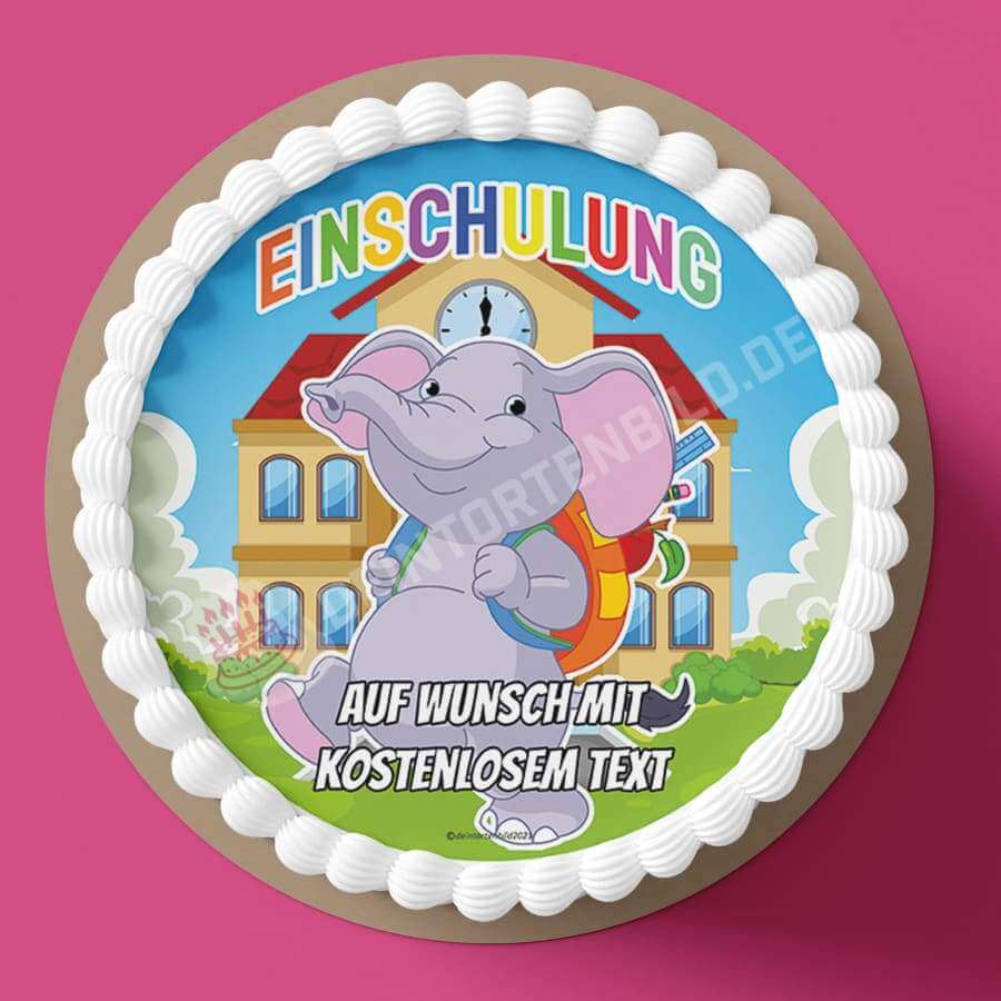 Motiv: Einschulung - Elefant - Hochwertige und individuelle Tortenaufleger für jeden Anlass
Tortenaufleger Einschulung - Elefant 20cm Kreis
Unsere Tortenaufleger sind ein ideales Geschenk für bes - Tortenbild - DeintortenbildEinschulung - Elefant