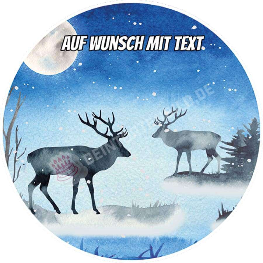 Motiv: Hirsche bei Nacht - Hochwertige und individuelle Tortenaufleger für jeden Anlass
Tortenaufleger Hirsche bei Nacht in 20cm Kreis
Unsere Tortenaufleger sind ein ideales Geschenk für beson - Tortenbild - DeintortenbildHirsche bei Nacht