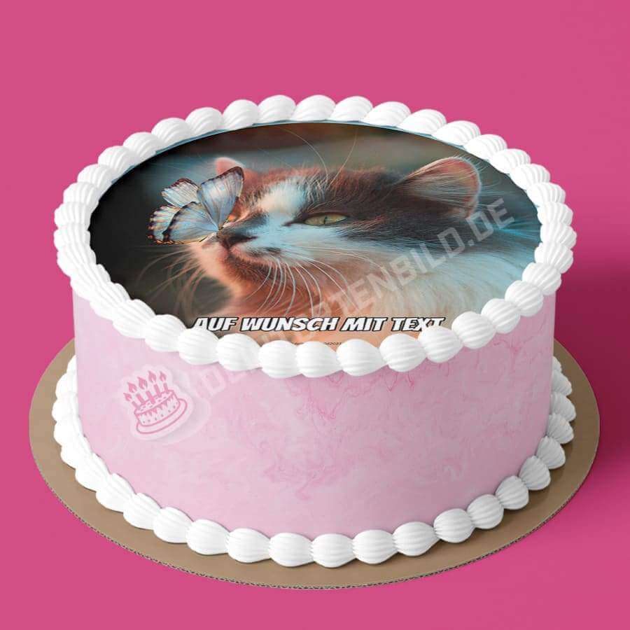 Motiv: Katze mit Schmetterling - Hochwertige und individuelle Tortenaufleger für jeden Anlass
Tortenaufleger Katze mit Schmetterling 20cm Kreis
Unsere Tortenaufleger sind ein ideales Geschenk für b - Tortenbild - DeintortenbildKatze mit Schmetterling