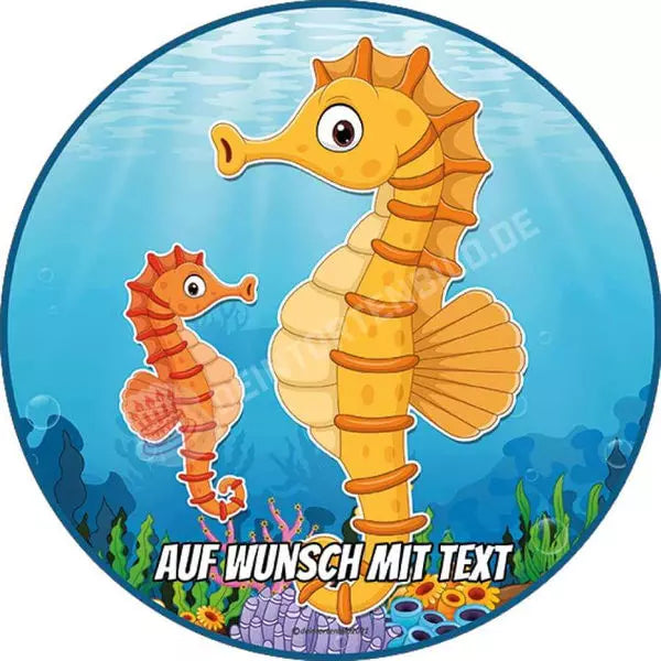 Motiv: Seepferdchen - Deintortenbild.de Tortenaufleger aus Esspapier: Oblatenpapier, Zuckerpapier, Fondantpapier