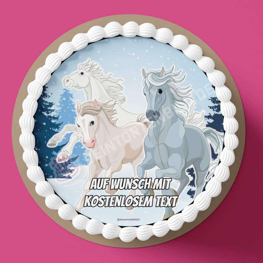 Motiv: Pferde im Schnee - Hochwertige und individuelle Tortenaufleger für jeden Anlass
Tortenaufleger Pferde im Schnee in 20cm Kreis
Unsere Tortenaufleger sind ein ideales Geschenk für beson - Tortenbild - DeintortenbildPferde im Schnee