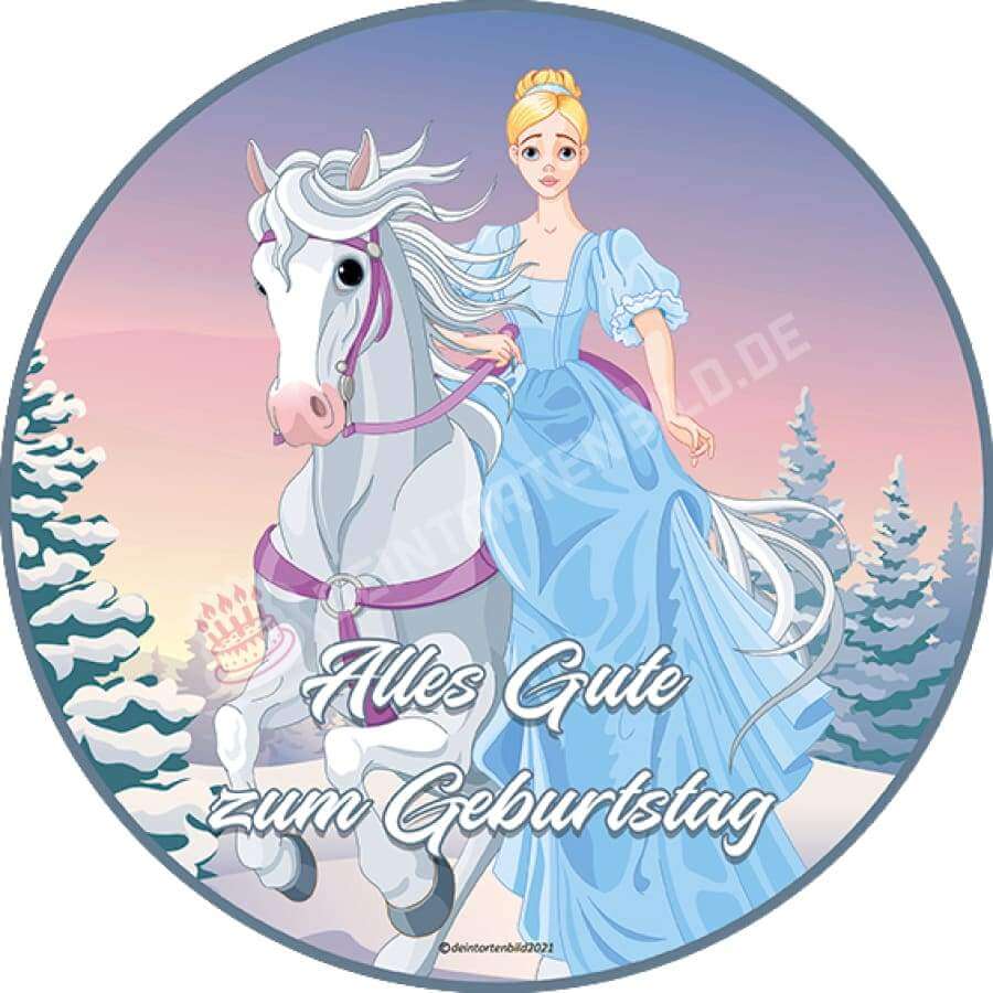 Motiv: Prinzessin reitet auf Pferd - Hochwertige und individuelle Tortenaufleger für jeden Anlass
Tortenaufleger Prinzessin reitet auf Pferd in 20cm Kreis
Unsere Tortenaufleger sind ein ideales Geschen - Tortenbild - DeintortenbildPrinzessin reitet auf Pferd