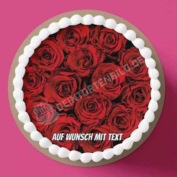 Motiv: Rote Rosen - Hochwertige und individuelle Tortenaufleger für jeden Anlass
Tortenaufleger Rote Rosen in 20cm Kreis
Unsere Tortenaufleger sind ein ideales Geschenk für besondere M - Tortenbild - DeintortenbildRote Rosen
