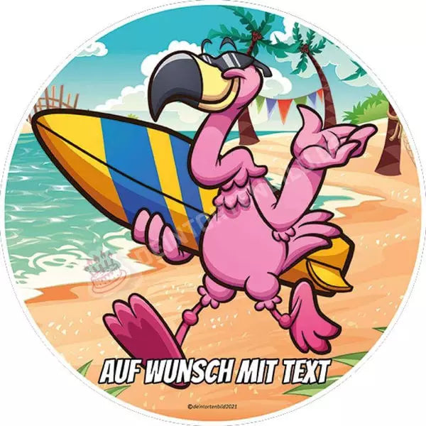 Motiv: Surfer Flamingo - Hochwertige und individuelle Tortenaufleger für jeden Anlass
Tortenaufleger Surfer Flamingo am Strand 20cm Kreis
Unsere Tortenaufleger sind ein ideales Geschenk für - Tortenbild - DeintortenbildSurfer Flamingo
