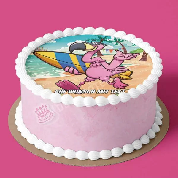 Motiv: Surfer Flamingo - Hochwertige und individuelle Tortenaufleger für jeden Anlass
Tortenaufleger Surfer Flamingo am Strand 20cm Kreis
Unsere Tortenaufleger sind ein ideales Geschenk für - Tortenbild - DeintortenbildSurfer Flamingo