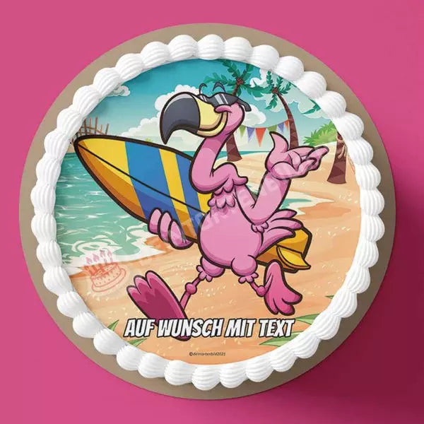 Motiv: Surfer Flamingo - Hochwertige und individuelle Tortenaufleger für jeden Anlass
Tortenaufleger Surfer Flamingo am Strand 20cm Kreis
Unsere Tortenaufleger sind ein ideales Geschenk für - Tortenbild - DeintortenbildSurfer Flamingo