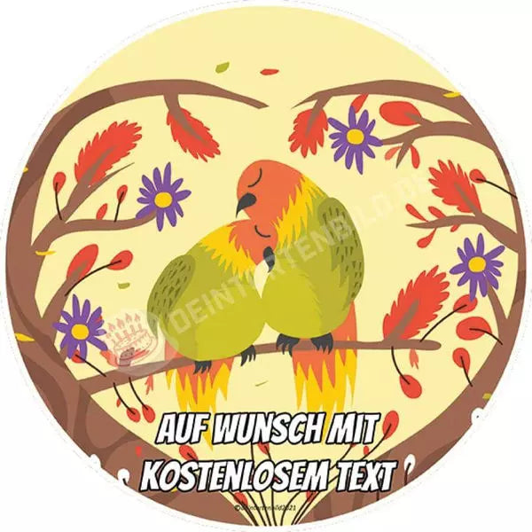 Motiv: Valentinstag - Vogelpaar - Hochwertige und individuelle Tortenaufleger für jeden Anlass
Tortenaufleger Valentinstag - Vogelpaar 20cm Kreis
Unsere Tortenaufleger sind ein ideales Geschenk für - Tortenbild - DeintortenbildValentinstag - Vogelpaar