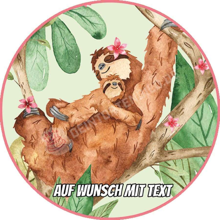 Motiv: Muttertag - Faultiere - Hochwertige und individuelle Tortenaufleger für jeden Anlass
Tortenaufleger Muttertag - Faultiere 20cm Kreis
Unsere Tortenaufleger sind ein ideales Geschenk für bes - Tortenbild - DeintortenbildMuttertag - Faultiere