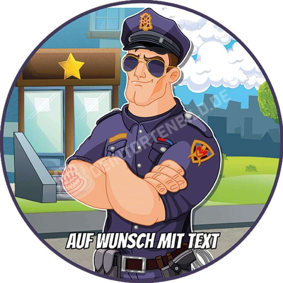 Motiv: Polizist - Hochwertige und individuelle Tortenaufleger für jeden Anlass
Tortenaufleger Polizist in 20cm Kreis
Unsere Tortenaufleger sind ein ideales Geschenk für besondere Men - Tortenbild - DeintortenbildMotiv