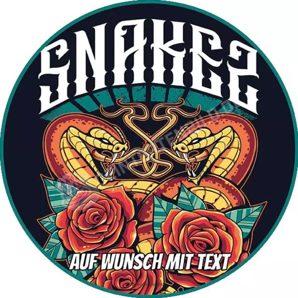 Motiv: Schlangen mit Rosen Tätowierung - Hochwertige und individuelle Tortenaufleger für jeden Anlass
Tortenaufleger Schlangen mit Rosen Tätowierung in 20cm Kreis
Unsere Tortenaufleger sind ein ideales Ges - Tortenbild - DeintortenbildSchlangen mit Rosen