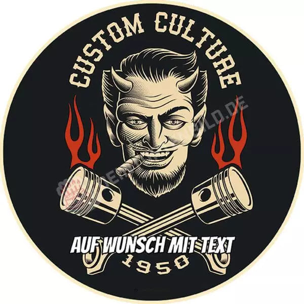 Motiv: Vintage - Custom Culture Teufel - Hochwertige und individuelle Tortenaufleger für jeden Anlass
Tortenaufleger Vintage - Custom Culture Teufel 20cm Kreis
Unsere Tortenaufleger sind ein ideales Gesche - Tortenbild - DeintortenbildVintage - Custom Culture Teufel