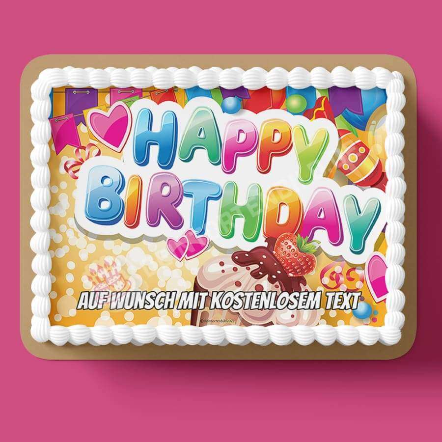 Motiv: Geburtstag - Happy Birthday - Hochwertige und individuelle Tortenaufleger für jeden Anlass
Tortenaufleger Geburtstag - Happy Birthday 20cm Kreis
Unsere Tortenaufleger sind ein ideales Geschenk f - A4 Tortenbild - DeintortenbildGeburtstag - Happy Birthday