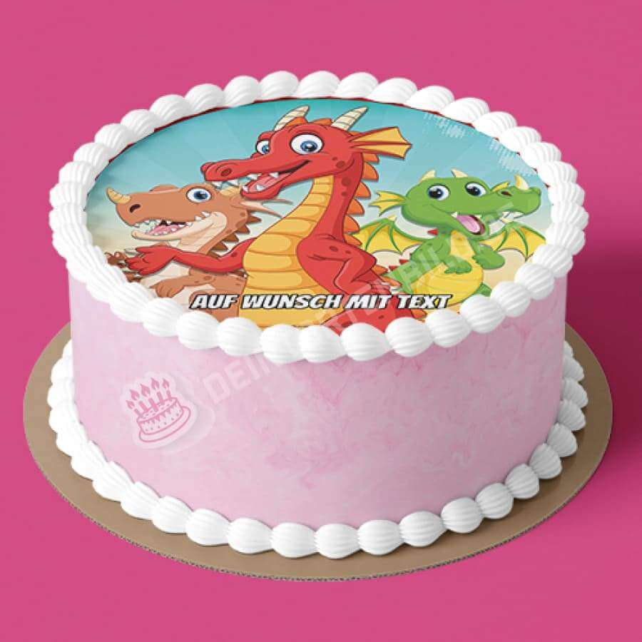 Motiv: Drei Drachen - Hochwertige und individuelle Tortenaufleger für jeden Anlass
Tortenaufleger Drei Drachen in 20cm Kreis
Unsere Tortenaufleger sind ein ideales Geschenk für besondere - Tortenbild - DeintortenbildDrei Drachen