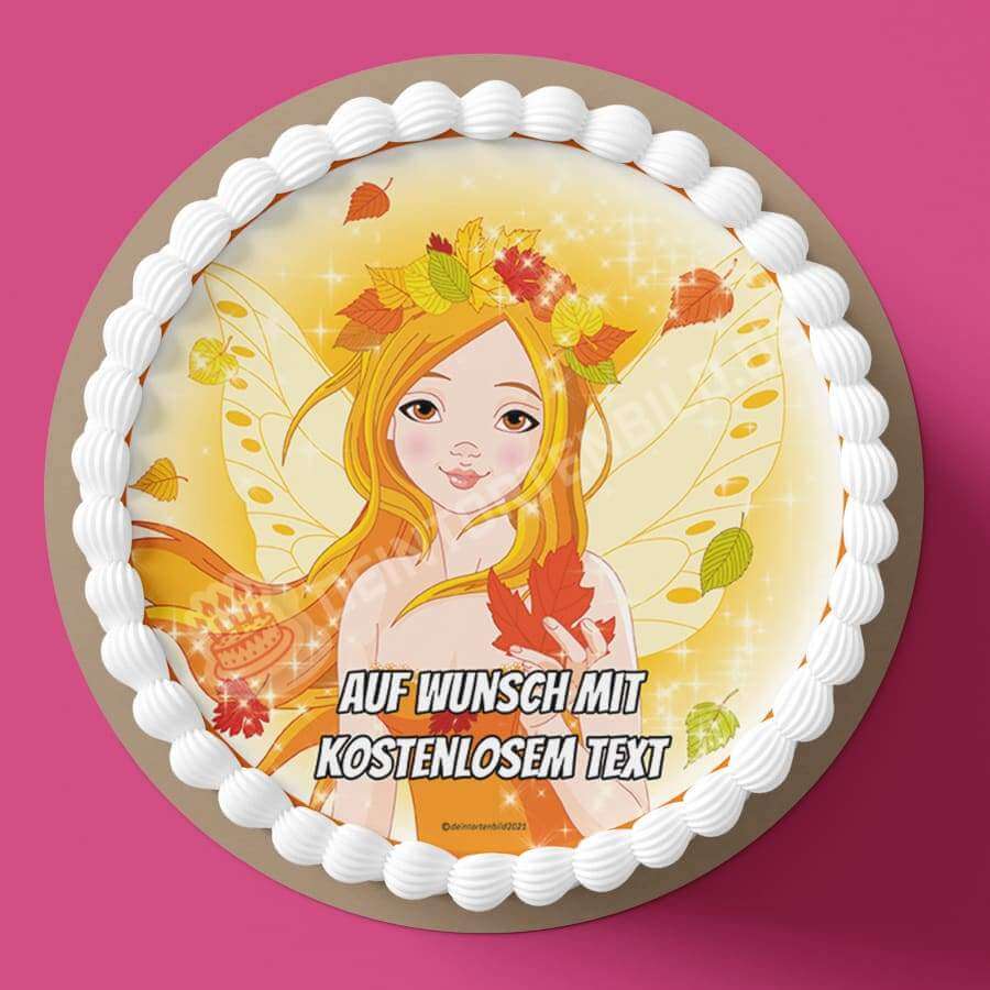 Motiv: Fee Herbst - Hochwertige und individuelle Tortenaufleger für jeden Anlass
Tortenaufleger Fee Herbst 20cm Kreis
Unsere Tortenaufleger sind ein ideales Geschenk für besondere Mens - Tortenbild - DeintortenbildFee Herbst