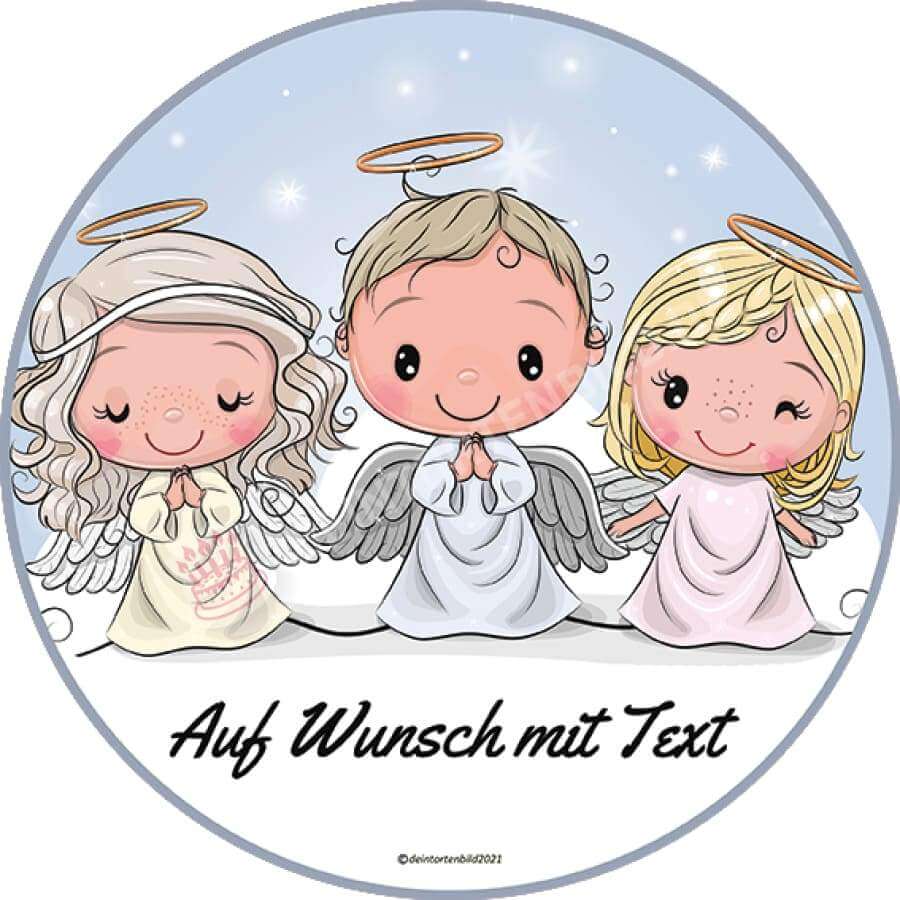 Motiv: Drei Engel - Hochwertige und individuelle Tortenaufleger für jeden Anlass
Tortenaufleger Drei Engel in 20cm Kreis
Unsere Tortenaufleger sind ein ideales Geschenk für besondere M - Tortenbild - DeintortenbildDrei Engel