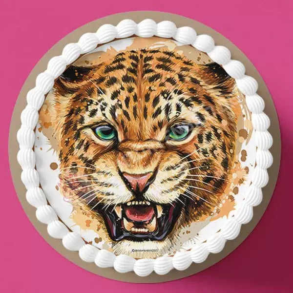 Motiv: Wütender Leopard von Deintortenbild – Tortenaufleger, Tortenfoto, Tortenbild, personalisiert & individuell bei Deintortenbild.de