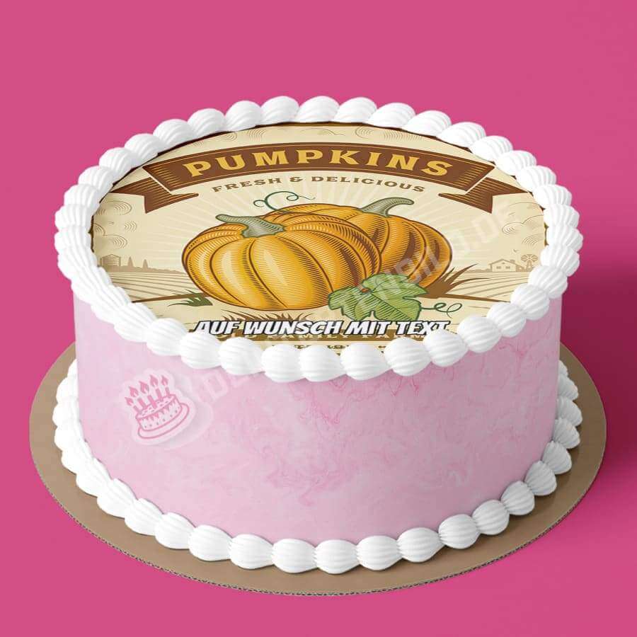 Motiv: Erntedank - Kürbisse Vintage Stil von Deintortenbild – Tortenaufleger, Tortenfoto, Tortenbild, personalisiert & individuell bei Deintortenbild.de