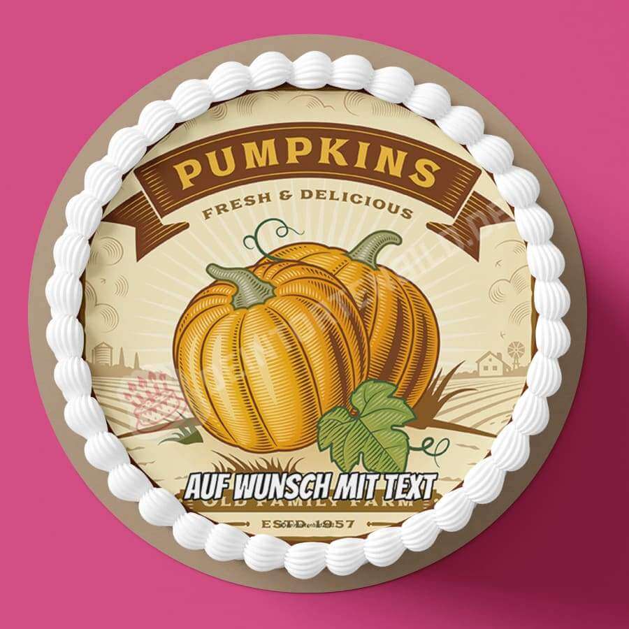 Motiv: Erntedank - Kürbisse Vintage Stil von Deintortenbild – Tortenaufleger, Tortenfoto, Tortenbild, personalisiert & individuell bei Deintortenbild.de