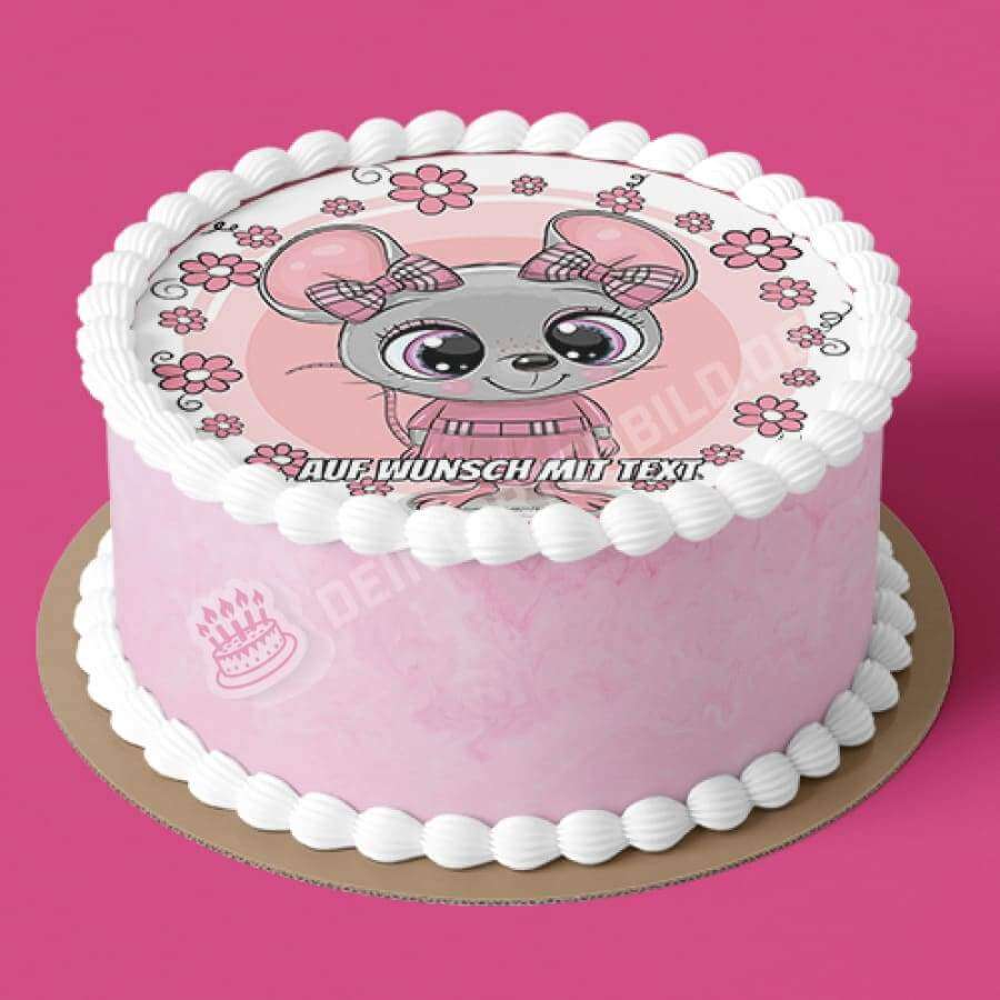 Motiv: Maus Rosa mit Blumen - Hochwertige und individuelle Tortenaufleger für jeden Anlass
Tortenaufleger Maus Rosa mit Blumen 20cm Kreis
Unsere Tortenaufleger sind ein ideales Geschenk für beso - Tortenbild - DeintortenbildMaus Rosa mit Blumen