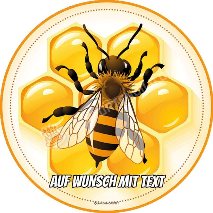 Motiv: Biene auf Honigwaben - Hochwertige und individuelle Tortenaufleger für jeden Anlass
Tortenaufleger Biene auf Honigwaben 20cm Kreis
Dieser Tortenaufleger mit einer Biene auf einer gelben H - Tortenbild - DeintortenbildBiene auf Honigwaben