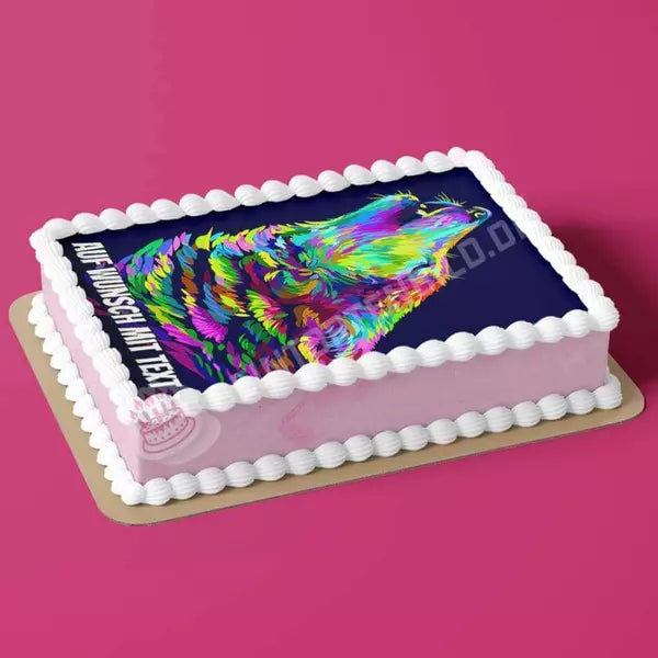 Rechteck Motiv: Wolf bunt - Hochwertige und individuelle Tortenaufleger für jeden Anlass
Tortenaufleger Wolf bunt in 26cm x 18cm Rechteck
Unsere Tortenaufleger sind ein ideales Geschenk für bes - A4 Tortenbild - DeintortenbildRechteck Motiv