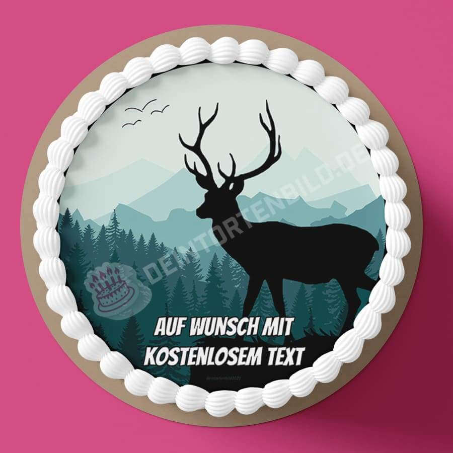 Motiv: Naturszene Hirsch Silhouette (Version2) von Deintortenbild – Tortenaufleger, Tortenfoto, Tortenbild, personalisiert & individuell bei Deintortenbild.de