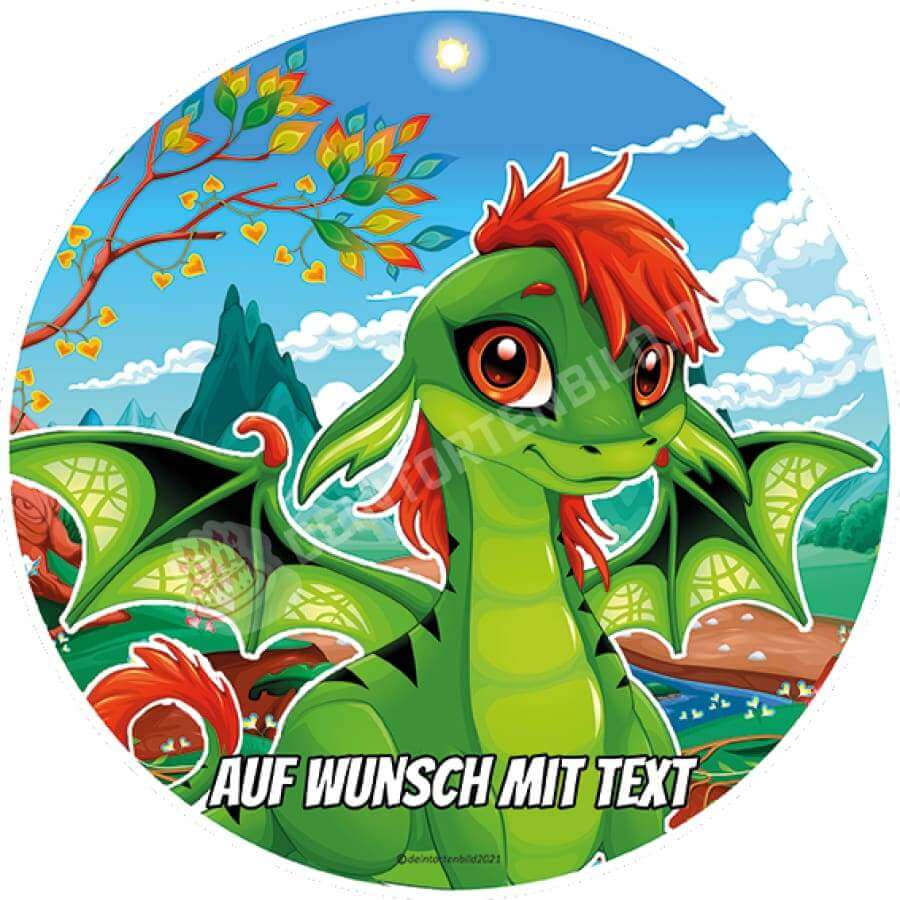 Motiv: Märchendrache Grün von Deintortenbild – Tortenaufleger, Tortenfoto, Tortenbild, personalisiert & individuell bei Deintortenbild.de