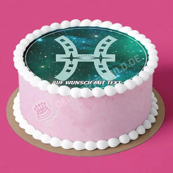 Motiv: Sternzeichen Symbol Fische - Hochwertige und individuelle Tortenaufleger für jeden Anlass
Tortenaufleger Sternzeichen Symbol Fische 20cm Kreis
Unsere Tortenaufleger sind ein ideales Geschenk fü - Tortenbild - DeintortenbildSternzeichen Symbol Fische