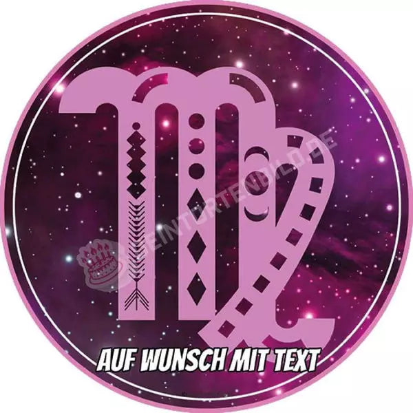 Motiv: Sternzeichen Symbol Jungfrau - Hochwertige und individuelle Tortenaufleger für jeden Anlass
Tortenaufleger Sternzeichen Symbol Jungfrau 20cm Kreis
Unsere Tortenaufleger sind ein ideales Geschenk - Tortenbild - DeintortenbildSternzeichen Symbol Jungfrau