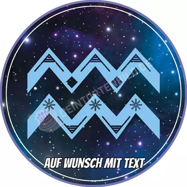 Motiv: Sternzeichen Symbol Wassermann - Hochwertige und individuelle Tortenaufleger für jeden Anlass
Tortenaufleger Sternzeichen Symbol Wassermann 20cm Kreis
Unsere Tortenaufleger sind ein ideales Geschen - Tortenbild - DeintortenbildSternzeichen Symbol Wassermann