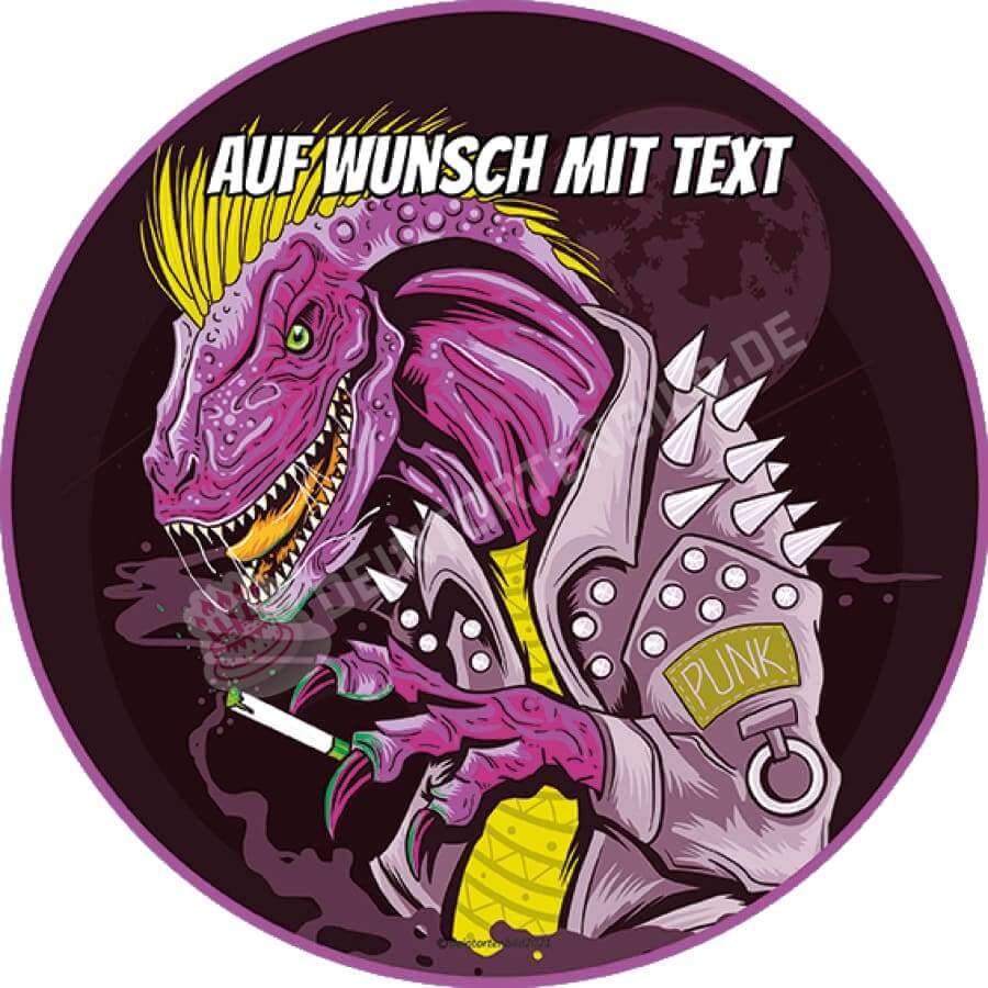 Motiv: Punk Dino - Hochwertige und individuelle Tortenaufleger für jeden Anlass
Tortenaufleger Punk Dino in 20cm Kreis
Unsere Tortenaufleger sind ein ideales Geschenk für besondere Me - Tortenbild - DeintortenbildPunk Dino