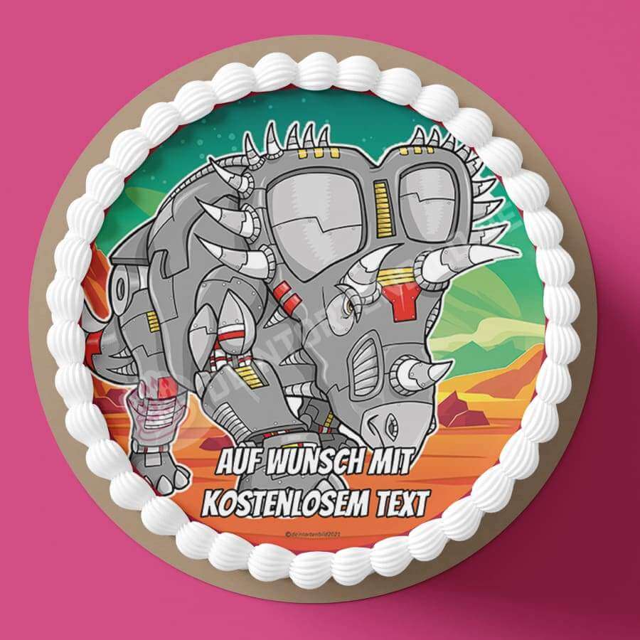 Motiv: Roboter Triceratops - Hochwertige und individuelle Tortenaufleger für jeden Anlass
Tortenaufleger Roboter Triceratops 20cm Kreis
Unsere Tortenaufleger sind ein ideales Geschenk für beson - Tortenbild - DeintortenbildRoboter Triceratops