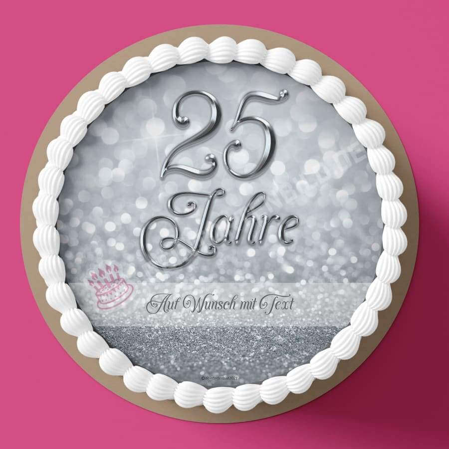 Motiv: 25. Hochzeitstag - SilberHochwertige und individuelle Tortenaufleger für jeden Anlass
Tortenaufleger 25. Hochzeitstag - Silber in 20cm Kreis
Ein Aufleger zu. 25. Hochzeitstag
Unsere TortenaTortenbildDeintortenbildHochzeitstag - Silber